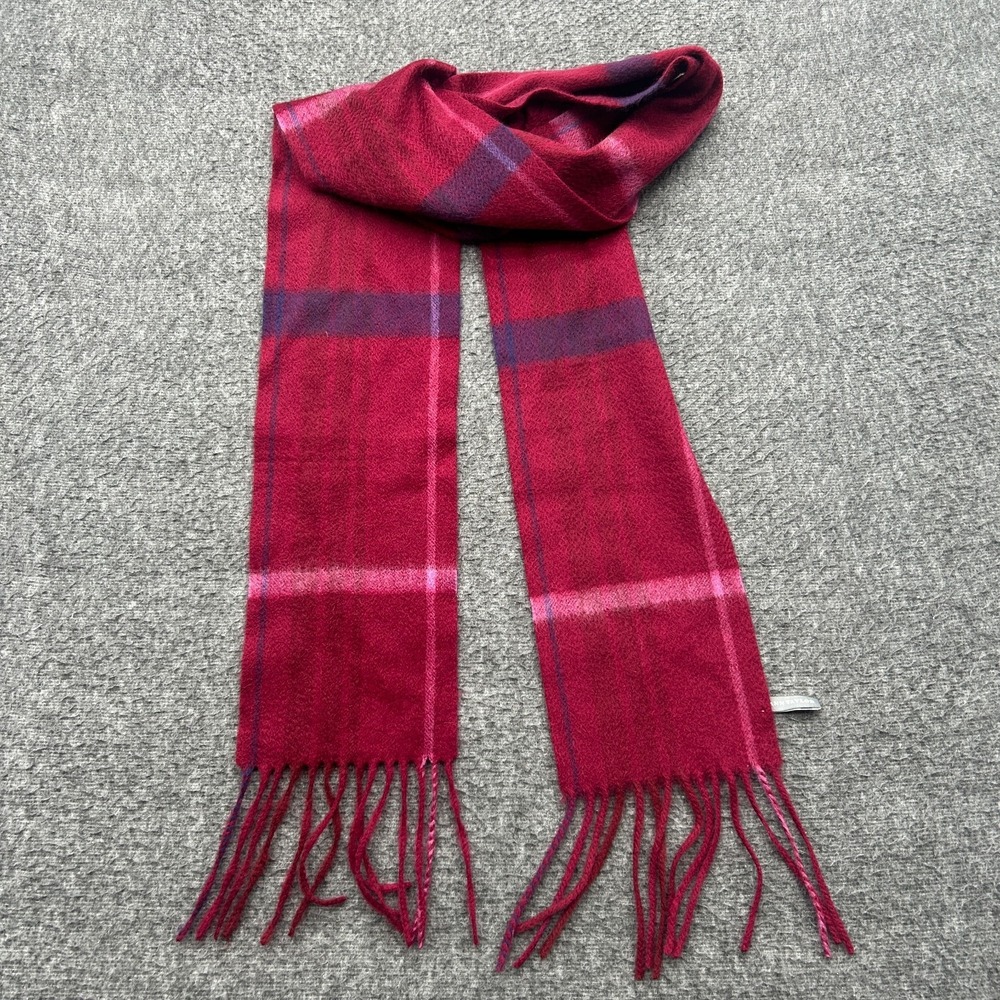 Ann Taylor Cashmere Scarf One Size Pink Red Tags Colorblock Tassel Fringe